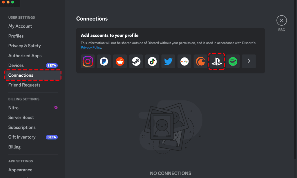 discord connection settings